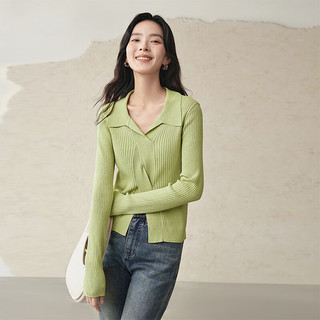 DUIBAI 对白 纯色毛衣设计感女小众秋2023高级针织衫气质温柔上衣冬 绿色 160