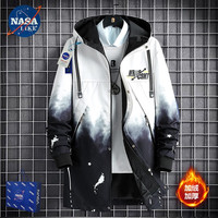 NASALIKE潮牌中长款风衣男春秋冬季连帽外套男宽松加绒外套男大码风衣 N20白色加绒(秋冬款) L(163-172cm 90-120斤)