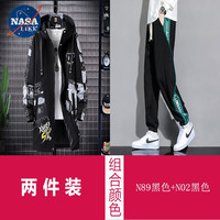 NASALIKE潮牌中长款风衣男春秋冬季连帽外套男宽松加绒外套男大码风衣 N89黑色+N02黑色(春秋款) 4XL(180-190cm 175-195斤) 4XL(180-190cm 180-200斤)