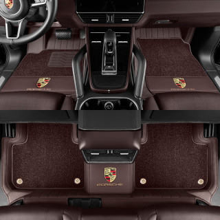 洛凡适用于24款保时捷卡宴帕拉梅拉macan911718真皮双层汽车脚垫法拉