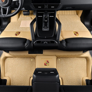 洛凡适用于24款保时捷卡宴帕拉梅拉macan911718真皮双层汽车脚垫小黄