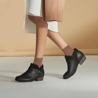 限尺码：Clarks 其乐 女靴英伦风拼接低跟短筒百搭及踝靴