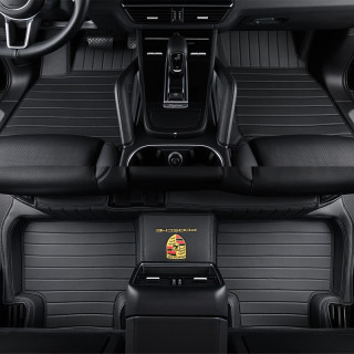 洛凡适用于24款保时捷卡宴帕拉梅拉macan911718真皮双层汽车脚垫小黄