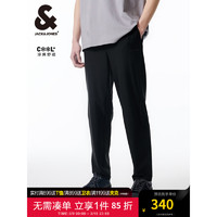 杰克·琼斯（JACK&JONES）夏季立体字母胶印凉感弹力面料合体锥形休闲裤裤男22421D007 E40黑色 185/88A/XLR