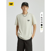 CAT卡特24春夏男户外舒适Coolmax科技logo印花短袖T恤 杏色 M