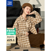 唐狮 TONLION女休闲百搭长袖衬衫WP 奶咖色 L