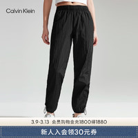 卡尔文·克莱恩 Calvin Klein 运动24春夏女松紧提花腰边束脚跑步登山运动裤4WS4P642 001-太空黑 S