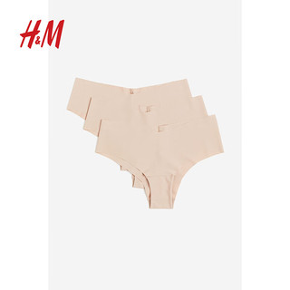 H&M女士内裤2024春季V形中腰3条装隐形Hipster内裤1186910 米色 170/115