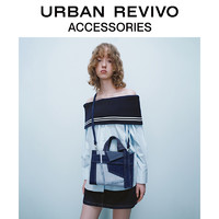 URBAN REVIVO 2024春季新款女士丹宁拼接手提斜挎包UAWB40049