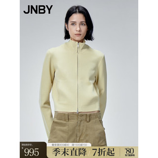 江南布衣（JNBY）针织开衫女修身短款复古港风高领5N9311450 748/浅豆黄 S