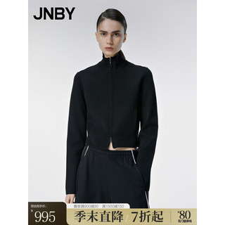 江南布衣（JNBY）针织开衫女修身短款复古港风高领5N9311450 001/本黑（批次2） S