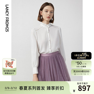 朗姿法式独特别致设计感上衣衬衣女2024年春高级感气质白衬衫 本白色 L