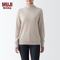 无印良品 MUJI 女式 颈部使用了棉可水洗高领毛衣BAG15A2A 长袖打底针织衫 燕麦色 XS