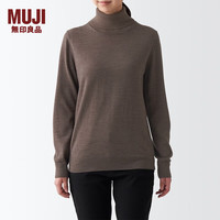 無印良品 MUJI 無印良品  女式 颈部使用了棉可水洗高领毛衣BAG15A2A 长袖打底针织衫 深咖啡色 S