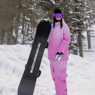 RAWRWAR24年冬季户外防风防水滑雪套装双单板保暖雪服渐变色滑雪装备 粉色 XL