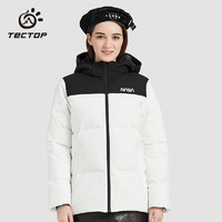 探拓（TECTOP）户外白鸭绒羽绒服女防寒防风加厚保暖连帽外套NASA联名款 白色 L