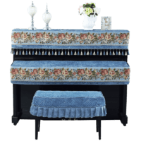 ido 一朵 欧式加厚丝绒钢琴罩全罩三件套钢琴套防尘凳罩分体式半罩现代简约