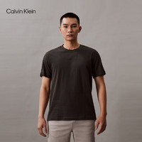 Calvin Klein【吸湿】运动24春夏男士印花织带拼接训练跑步T恤4MS4K187 021-深咖 L