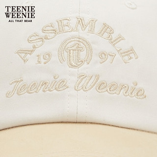 Teenie Weenie小熊2024女士帽子时髦拼色棒球帽学院风鸭舌帽子 象牙白 FRE