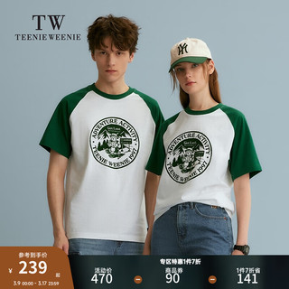 Teenie Weenie Men小熊男装T恤2024夏季休闲插肩袖潮流美式短袖男 绿色 165/S