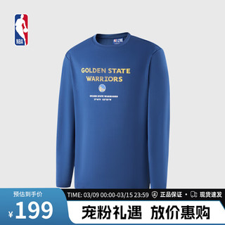 NBA 球队文化系列-湖人队 篮球训练投篮热身服舒适长袖T恤男运动上衣 金州勇士/藏青色 XL