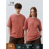 Teenie Weenie Men小熊男装圆领T恤2024夏季休闲美式重磅短袖上衣 深粉色 180/XL