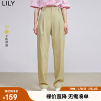 LILY 春新款女装气质纯色高腰显瘦西装裤休闲裤女 719栗棕 L