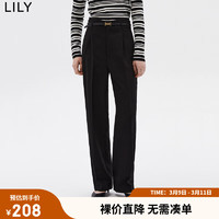 LILY 冬新款女装气质通勤款职业OL洋气高腰西装裤 510黑 L
