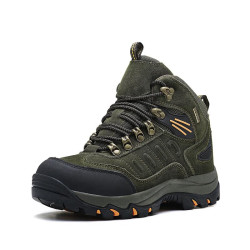 安崉男鞋高帮登山鞋冬季加绒加厚羊毛保暖户外棉鞋防水防滑军绿色36
