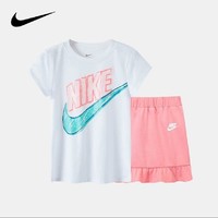 88VIP：NIKE 耐克 小童装女童夏季短袖T恤短裙带内衬2件套儿童纯棉短袖套装