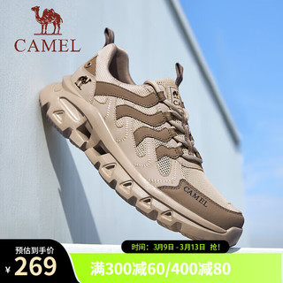 骆驼（CAMEL）2024春季网面透气户外运动鞋轻便软弹舒适休闲男鞋 G14S342059 沙/棕 39