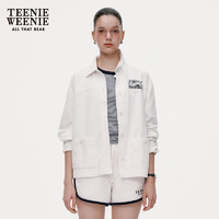 Teenie Weenie小熊2024年毛巾布软糯衬衫式卫衣开衫外套短款小个子 象牙白 155/XS