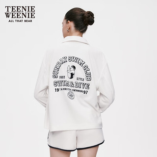 Teenie Weenie小熊2024年毛巾布软糯衬衫式卫衣开衫外套短款小个子 象牙白 165/M