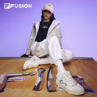 FILA FUSION斐乐潮牌女鞋KICK DX专业滑板鞋2024春时尚运动鞋 初雪白/珍珠色-PS 38.5