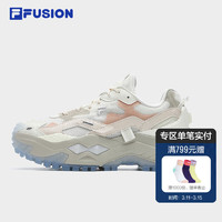 FILA 斐乐 FUSION斐乐潮牌女鞋BIANCO厚底潮鞋2024夏硬糖鞋跑步鞋 香草冰白/珍珠粉-VA 38.5