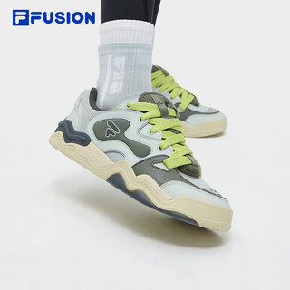 FILA FUSION斐乐潮牌女鞋KICK DX专业滑板鞋2024春时尚运动鞋 灰海洋/甲虫绿-PA 40