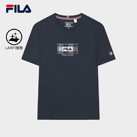 FILA 斐乐男子针织短袖衫2024春时尚休闲基础简约LOGOT恤 传奇蓝-NV 190/112B/XXXXL