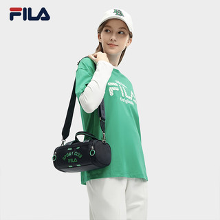 FILA 斐乐女子针织短袖衫2024春休闲宽松撞色LOGO纯棉T恤 西瓜皮绿-GN 160/80A/S