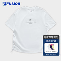 FILA FUSION斐乐潮牌女子针织短袖衫2024春季时尚休闲宽松T恤 标准白-WT 175/92A/XL