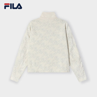 FILA Emerald斐乐女士针织长袖外套2024春季几何浮雕宽松上衣 枯木绿-KK 155/76A/XS