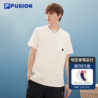 FILA FUSION斐乐潮牌男子针织短袖衫2024夏季时尚纯棉基础T恤 标准白-WT 180/100A/XL