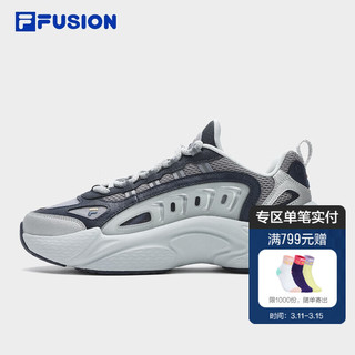 FILA 斐乐 FUSION斐乐潮牌男鞋复古老爹鞋2024夏休闲鞋运动鞋 合金灰/藏海蓝-AM 41