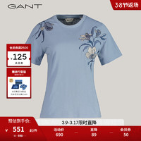 GANT甘特2024春季女士时尚印花圆领短袖T恤|4200872 474淡蓝色 XS