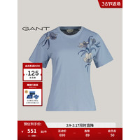 GANT甘特2024春季女士时尚印花圆领短袖T恤4200872 474淡蓝色 XXL