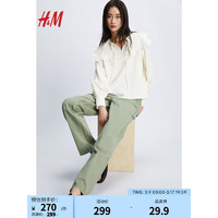 H&M2024春季女装牛仔裤户外工装时尚休闲牛仔工装裤1226841 浅绿色 170/84A 44