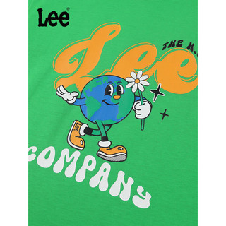 Lee童装短袖2024夏季男童女童休闲简约舒适儿童半袖t恤上衣 绿色 130cm