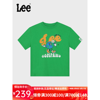 Lee童装短袖2024夏季男童女童休闲简约舒适儿童半袖t恤上衣 绿色 120cm