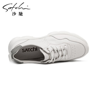 沙驰（SATCHI）男鞋 透气舒适运动鞋板鞋鞋子男沙驰皮鞋962442156Z 白色 38