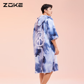 ZOKE 洲克 吸水浴袍速干女士开衫防晒斗篷zoke成人男士游泳换衣洗澡毛巾 水墨深灰花 624505227 均码