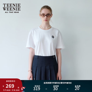 Teenie Weenie小熊女装2024春装简约青春活力短袖T恤套头上衣 白色 175/XL